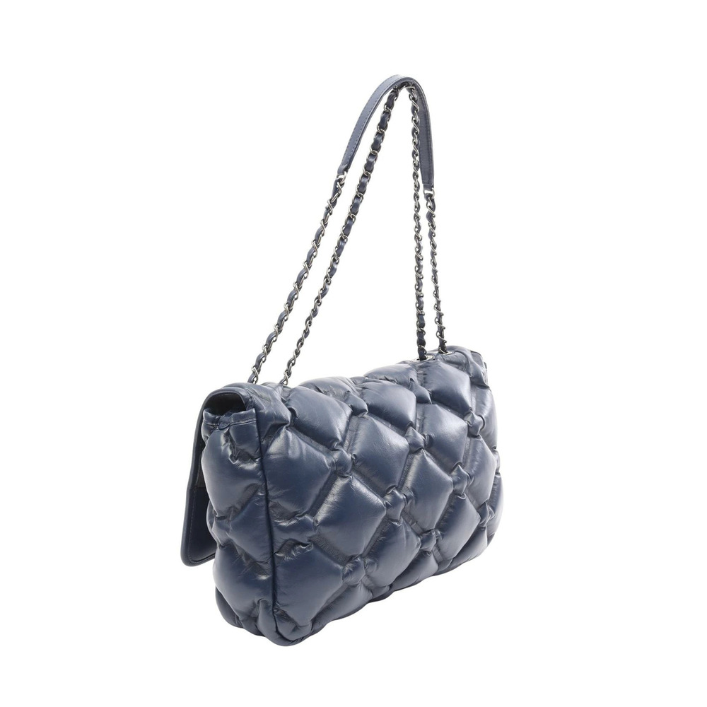 Chanel Bubble Blue Leather Lambskin Quilted Shoulder Bag Blue